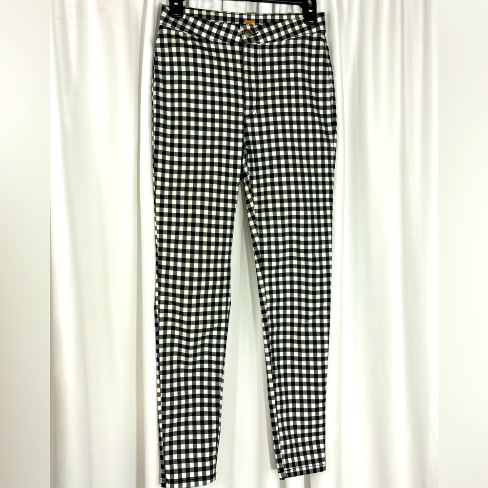 Free People Black Gingham Stretchy High Waisted Pants 26 Small